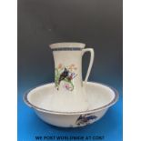 A decorative jug and basin set
