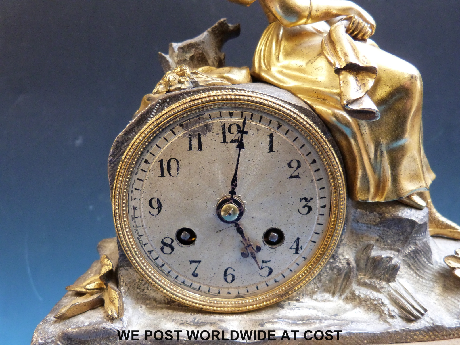 A French gilt figural mantel clock, the movement stamped C & C, - Image 2 of 3