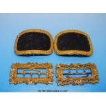 A pair of 18thC rectangular gilt buckles with scrolling foliate design together with a pair of