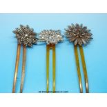 Three 19thC cut steel hair combs,