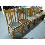 Seven oak GWR style chairs