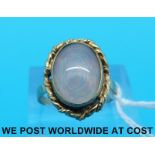 A yellow metal ring marked 9ct set with an opal (size M)