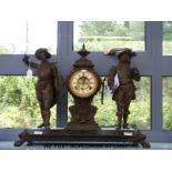 A late 19th/20thC spelter clock by the Ansonia Clock Co.