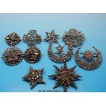 Ten 19thC cut steel brooches in star and crescent shapes