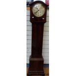 A three train grandmother clock with silvered dial and ornate carved columns to the hood (height