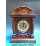 A c1900, two train striking mantel clock by Junghans, Wurttemberg,