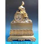 A French gilt figural mantel clock, the movement stamped C & C,