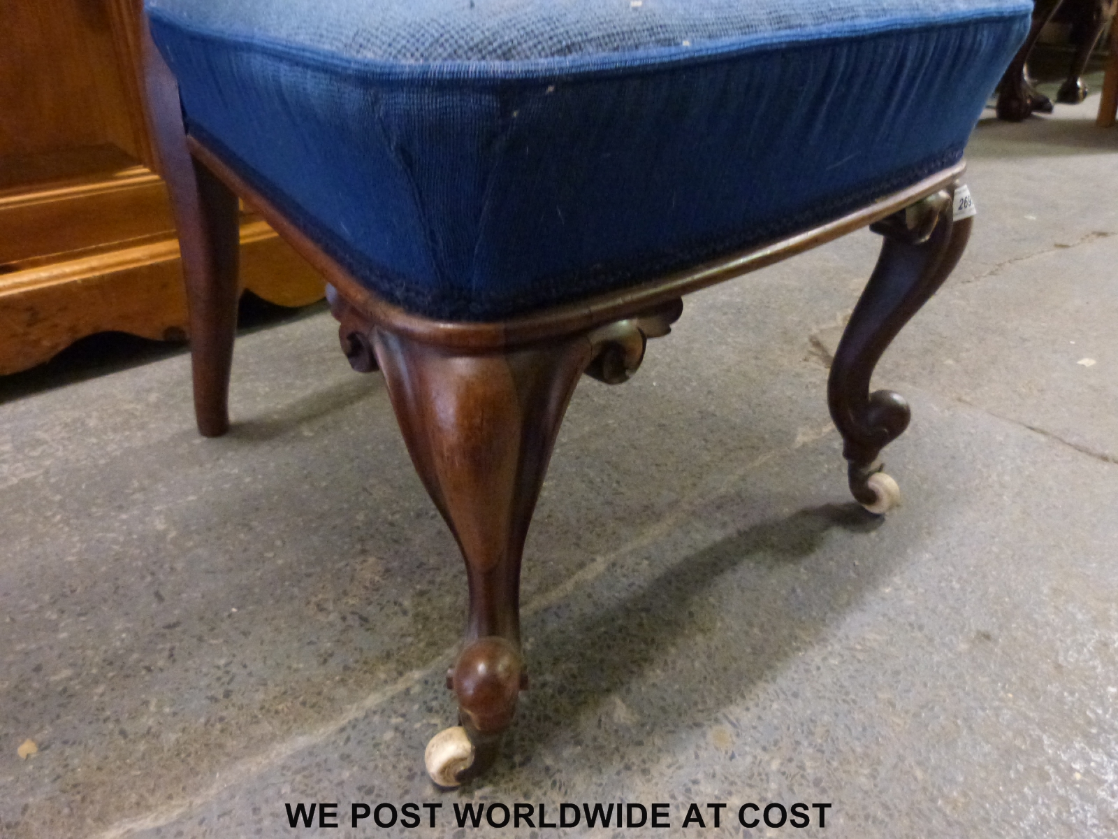 A Victorian mahogany prie dieu chair raised on carved cabriole supports - Image 2 of 2