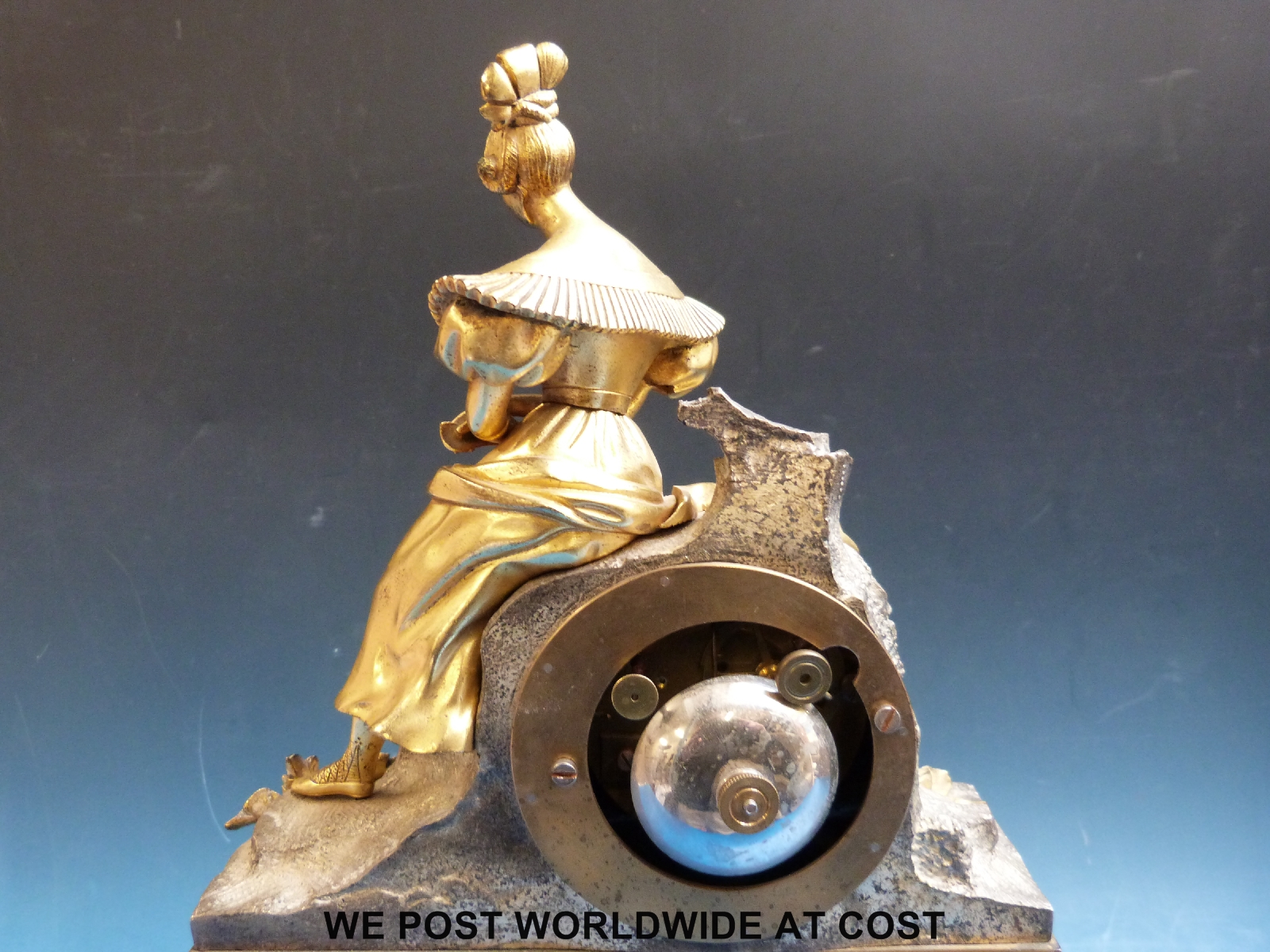 A French gilt figural mantel clock, the movement stamped C & C, - Image 3 of 3