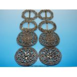 Four pairs of 19thC cut steel oval shoe buckles,