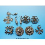 Two 19thC Maltese Cross pendants set with cut steel,