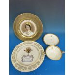A porcelain cabinet plate by Aynsley hand decorated with Queen Elizabeth II,