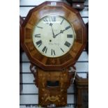 A wall clock with inlay around dial and case, fitted with a chain driven fusee movement,