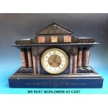A French made slate mantel clock with two-train Japy Freres movement,