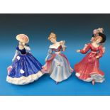 Three Royal Doulton special edition figurines including 'Amy' HN3216 1991,
