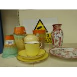 Three items of Shelley drip glazed pottery, Carltonware,