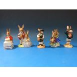 A collection of Royal Doulton Bunnykins figures comprising "Birthday Bunny" (DB21);