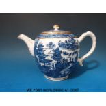 A Caughley teapot in the Pagoda pattern