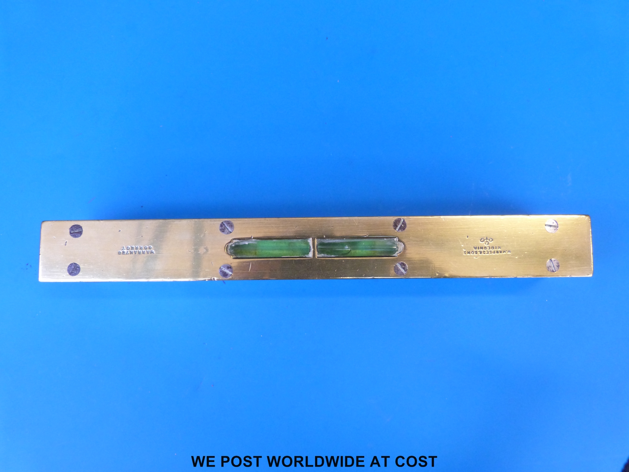 A Maples & Sons brass and rosewood spirit level, impressed O. - Image 2 of 2