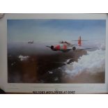 A Roy Lazett signed limited edition print (81/750) of a Gloster Meteor "Asterix" also signed by the