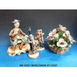 A group of Capodimonte and similar figures together with a large Laaf figure of 'Ludwig',