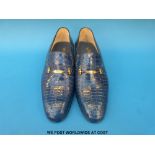 A vintage pair of blue Vincci gentleman's alligator skin loafers,