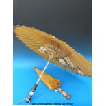 Two Oriental silk parasols