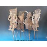 Four hide or pierced leather Indonesian puppets