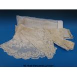 A collection of unused long lengths of Belgian lace c1920s or earlier (longer piece being