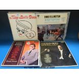 A collection of vinyl LP's including swing, jazz, banjo, Frank Sinatra, Bette Davis,