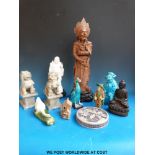 A collection of mainly Chinese figures including blanc de chine,