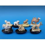 Seven Wade Whimsie miniature candle holders including Westie, polar bear,