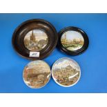 Four Prattware pot lids comprising Holborn Viaduct, Albert Memorial,