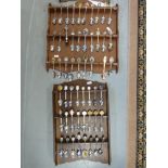A collection of over 160 souvenir teaspoons on display boards, from USA,