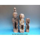 Three Indonesian Ifugao wooden figures (21,