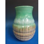 Shelley Art Deco vase with green and brown trailing decoration (20cm tall)