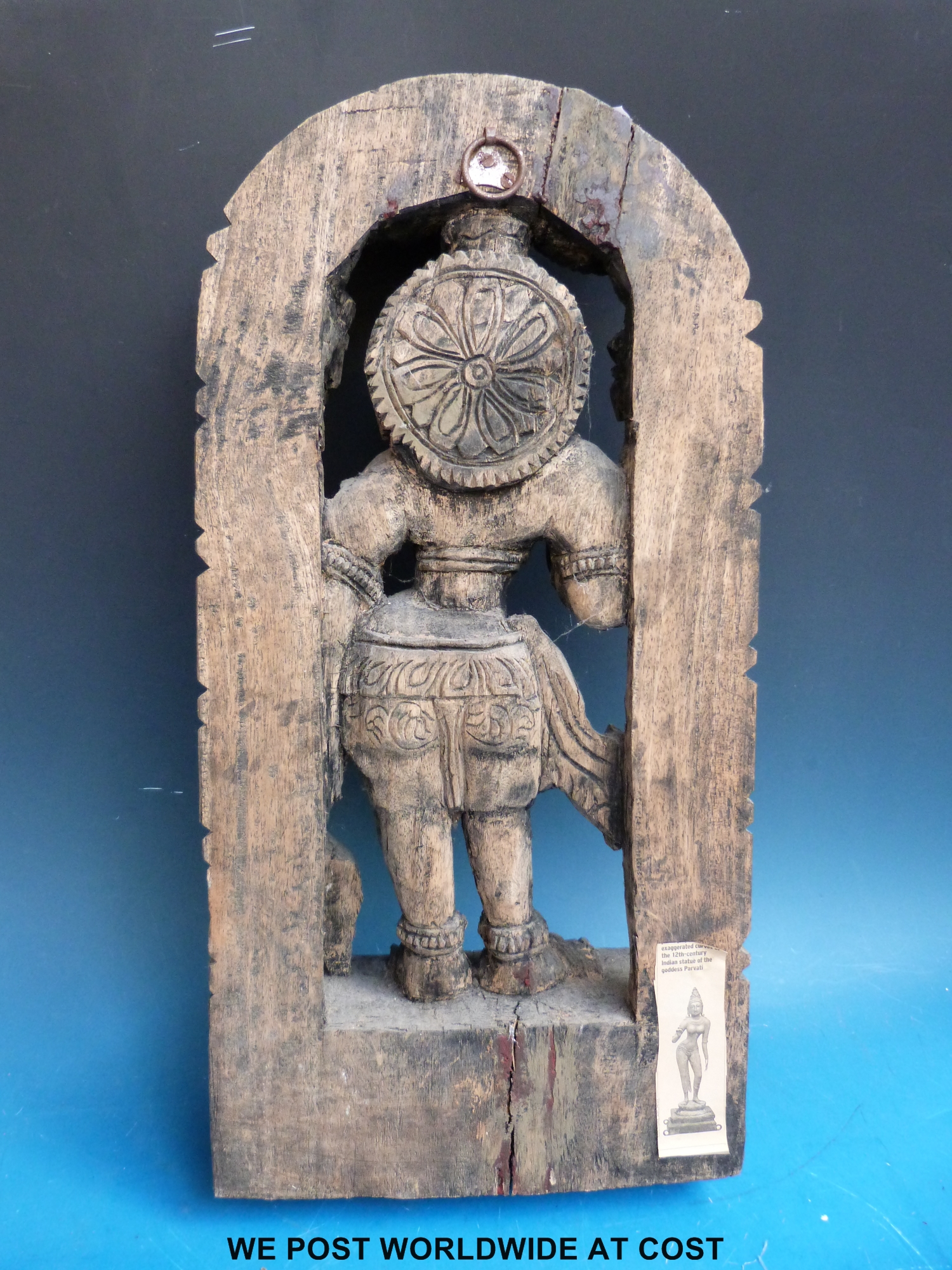 A 19thC / 20thC Indian carving of a multi-armed deity (45 x 22cm) - Image 2 of 2