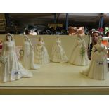 Six Coalport Compton and Woodhouse limited edition figures of Royal Brides through the ages to