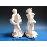 A pair of late Stevenson & Hancock Derby blanc de chine figures, one a young man on skates,