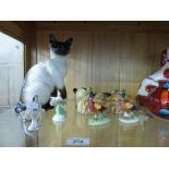 A collection of ceramics to include a large Beswick Siamese cat, Staffordshire dogs, Poole vase,