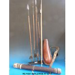 A collection of African weapons to include some bush tribe arrows,