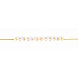 Semi-baroque pearl and diamond necklet the central pearl enclosed by part pavé-set round brilliant-