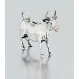 A sterling silver cow creamer, maker's mark worn, 20th century the hinged foliate engraved cover