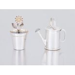 An Elizabeth II silver novelty salt, Garrard & Co, London, 1994 in the form of a watering can, 195g,