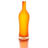 An 'Inciso' orange glass vase, Paolo Venini for Venini, designed in 1956 bottle-shaped, paper label,