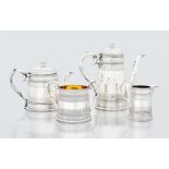 A Victorian silver four-piece tea and coffee set, Thomas Bradbury & Sons, London, 1873, Rd 22