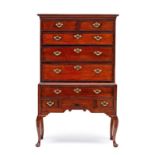 A George III mahogany chest-on-chest the outset cornice above a pair of drawers with three graduated