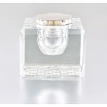 A Victorian silver-mounted glass inkwell, John Grinsell & Sons, Birmingham, 1899, retailed by J C