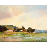 Errol Stephen Boyley Landscape with Farm Houses signed oil on paper laid down on cardboard 34,5 by