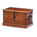 A Colonial teak chest, 19th century possibly Batavian, the moulded rectangular hinged top with